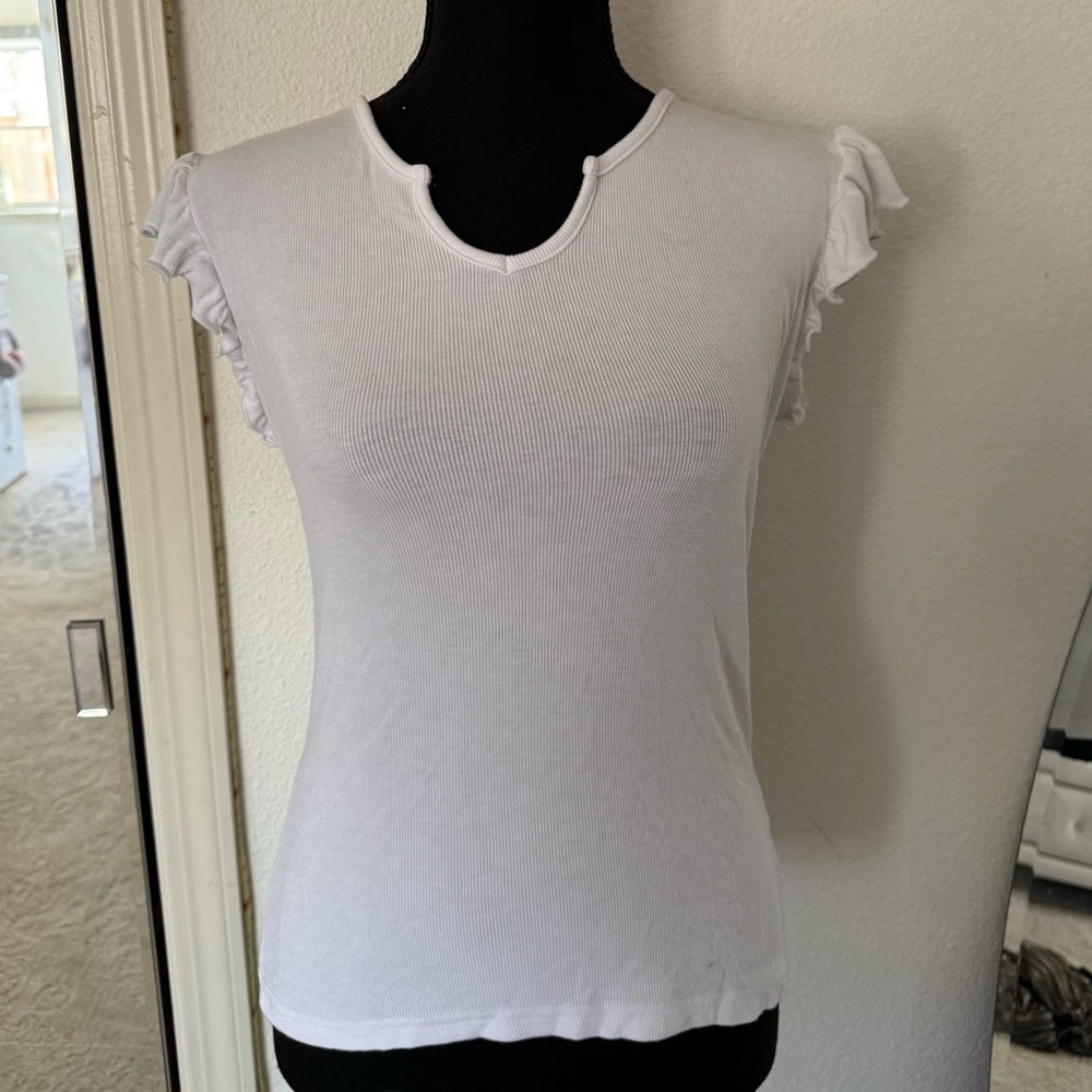 White Ruffle Sleeve Top